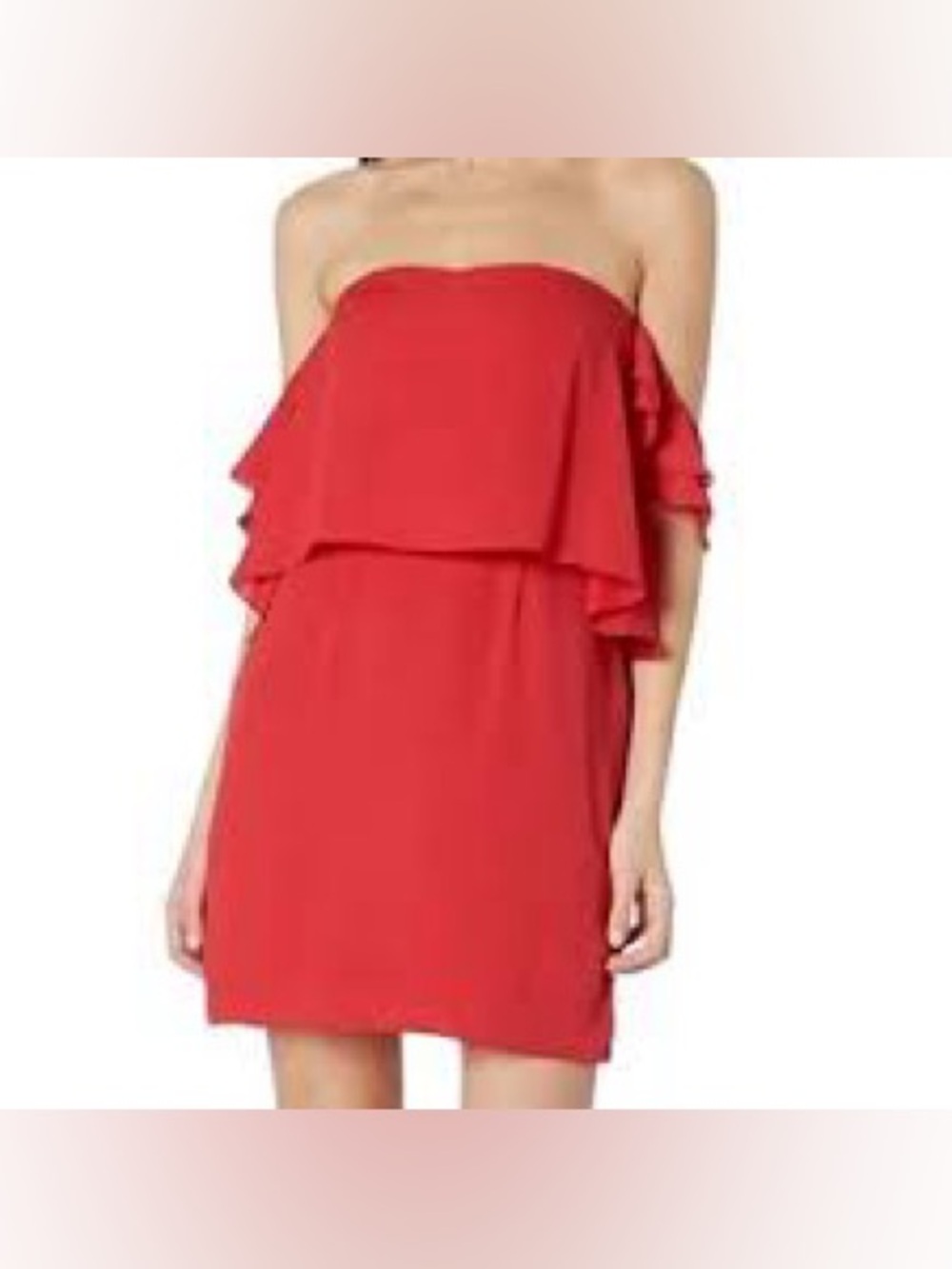 Amanda Uprichard Red Ruffle Strapless Mini Dress Size S Cocktail Party